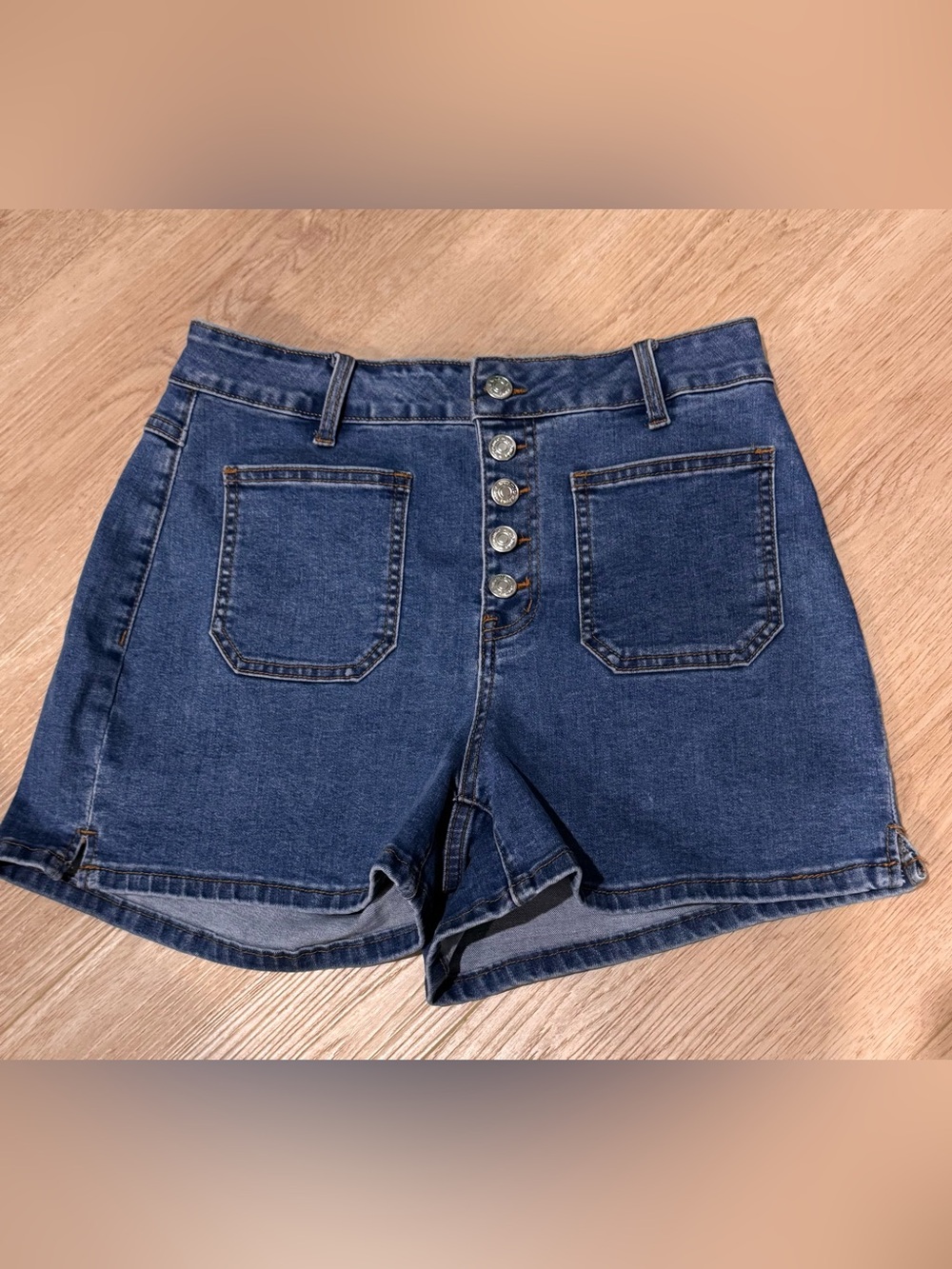 Button fly jean shorts